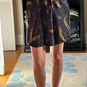 Moschino Navy Skirt with Vibrant Gold Chain Design